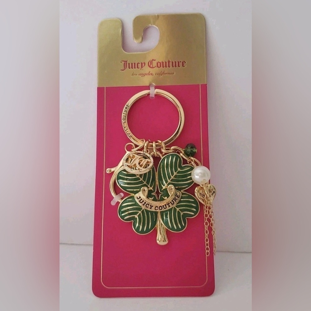 Juicy Couture Gold and Green Clover Key Holder